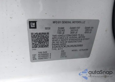 2018 GMC Yukon Denali from USA, damaged, VIN 1GKS2CKJXJR263995
